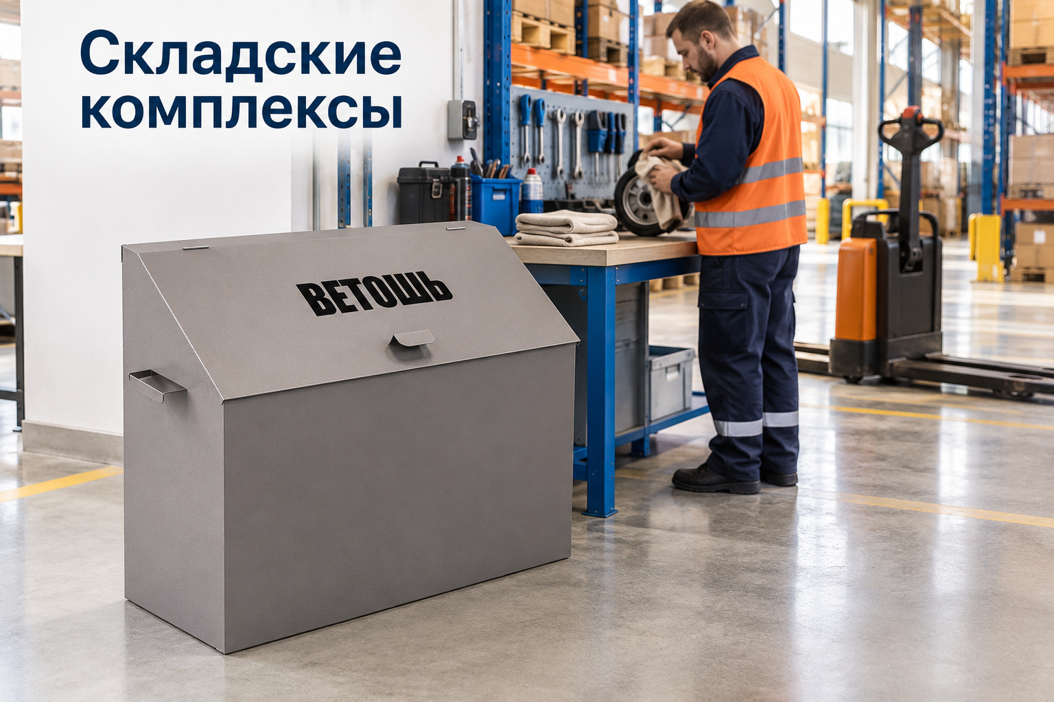 ящик для ветоши МК-1-80, металлический ящик для ветоши, ящик для ветоши купить, контейнер для ветоши, ящик металлический хозяйственный, ящик для производства, ящик для склада
