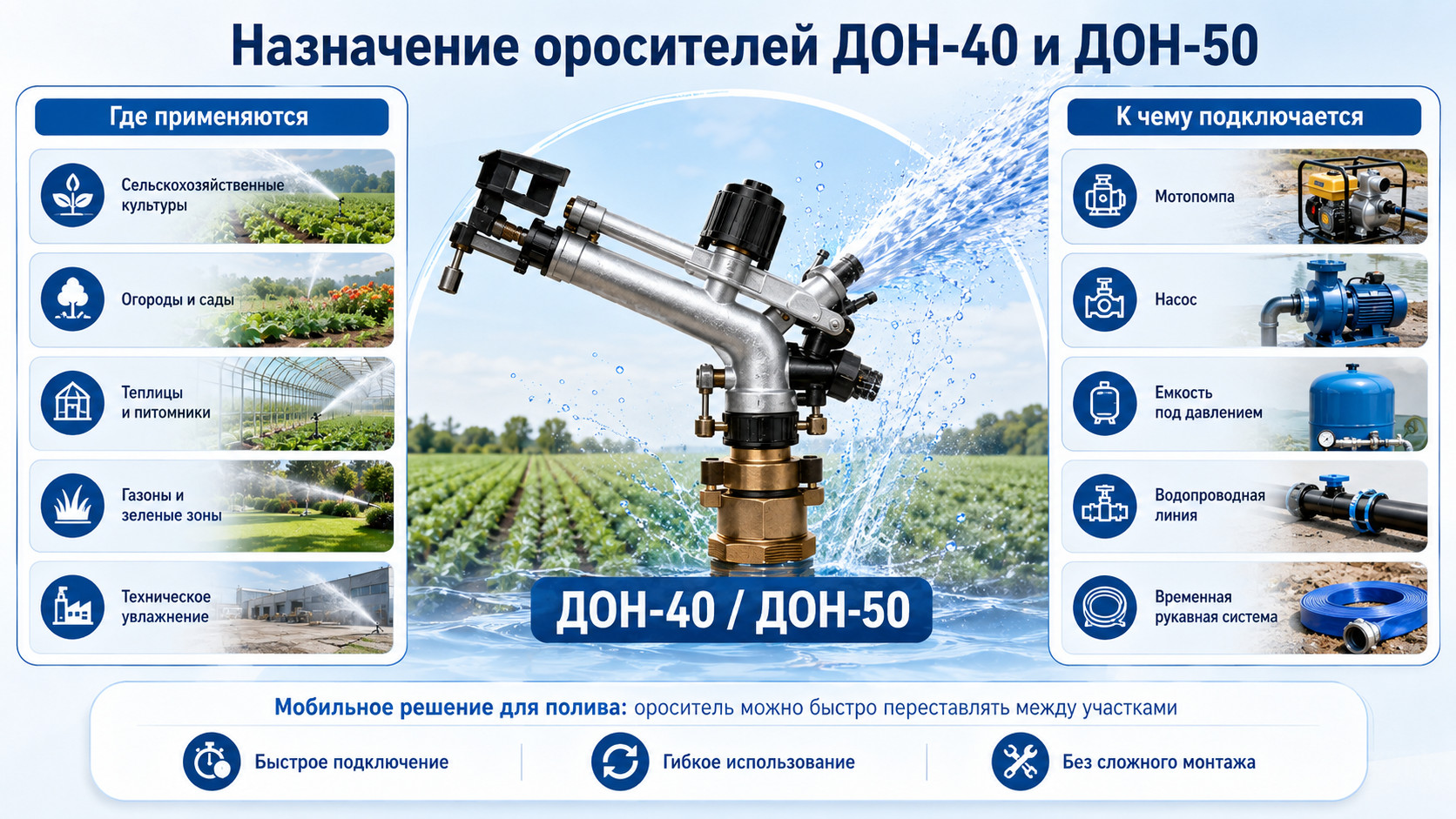 ороситель ДОН-40, ороситель ДОН-50, дождеватель ДОН, ороситель для полива, дождевальное оборудование, полив участка, оборудование для орошения ороситель ДОН-40, ороситель ДОН-50, дождеватель ДОН, ороситель для полива, дождевальное оборудование, полив участка, оборудование для орошения